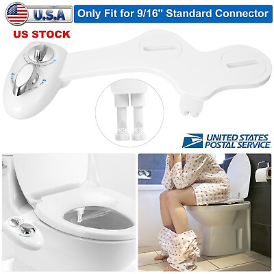 Non Electric Bidet Fresh Water Spray Kit Toilet Seat Attachment with Dual Nozzle $33.49