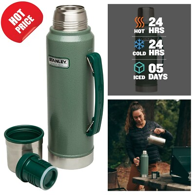 Classic Vacuum Thermos Bottle Coffee Insulated Wide Mouth 1.1 Qt Stainless $39.97