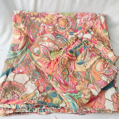 #ad #ad Pottery Barn Red Multicolor Floral Duvet Set King w Euro Shams $59.95