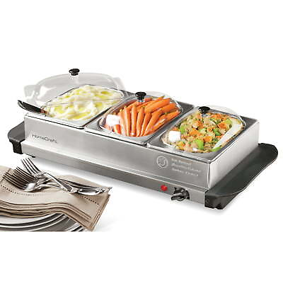 #ad 1.5 Quart Electric Food Buffet Server and Warmer with 3 Warming Pan $37.85