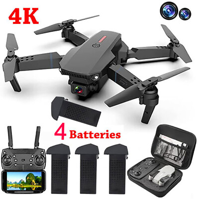 2022 New RC Drone 4K HD Selfie Camera WiFi FPV Foldable Quadcopter 4 Batteries $59.99
