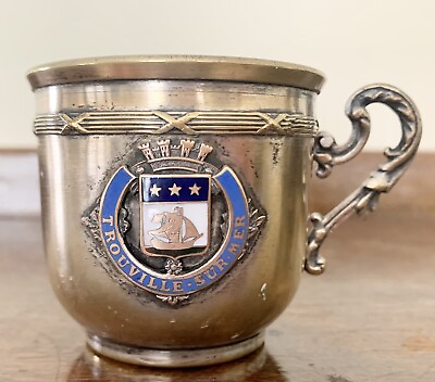 #ad Trouville sur Mer France Crested Silver Souvenir Cup 2” x 2.25” Vintage $24.00