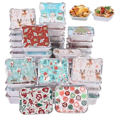 #ad sengcou 50 Pack Christmas Aluminum Pans with Lids Aluminum Food Containers St... $30.10