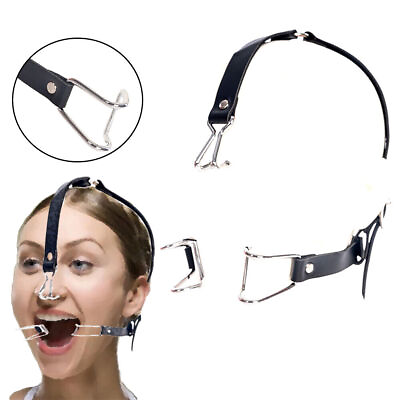Metal Open Mouth Bite Gag BDSM Bondage Nose amp; Mouth Hook Spreader Head Harness $9.99