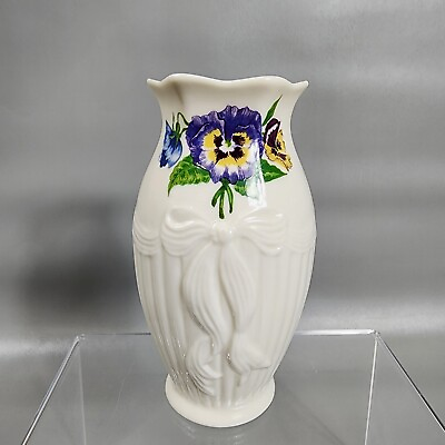 Belleek Pottery Ireland Enchanted Garden Violet Vase 5 1 8quot; Discontinued $24.99
