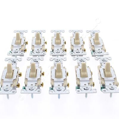 10 Eaton Ivory COMMERCIAL Single Pole ON OFF Toggle Light Switches 20A CS120V $23.74