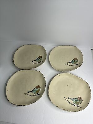 #ad In Homestylez Pottery Salad Plates Set of 4 with Birds $42.99
