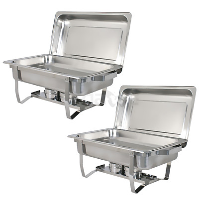 Set of 2 Full Size Rectangular 8 Qt. Stainless Steel Chafing Dish Buffet Tray $57.59