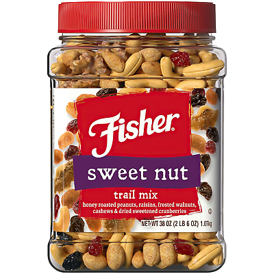 #ad Fisher Snack Sweet Nut Trail Mix 38 Ounces Honey Roasted Peanuts Raisins Fro $25.34