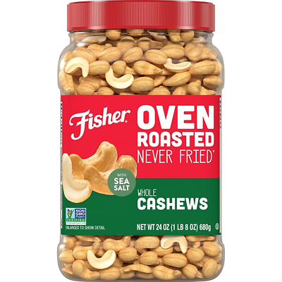 #ad Fisher Oven Roasted Never Fried Whole Cashews 24 Oz $24.94