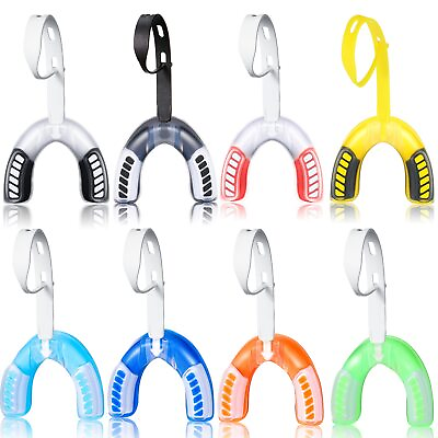 #ad 8 Pack Youth Mouth Guard Football Mouthpiece with Strap Double Colored Braces... $35.69