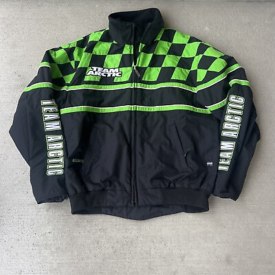 #ad vintage articwear men’s team cat racing jacket black bright green size L $100.00