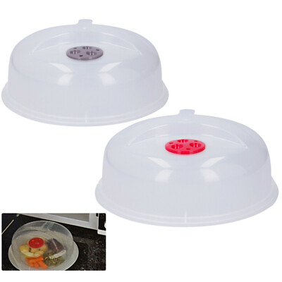2 Pack Microwave Food Plate Dish Cover Kitchen Cooking Vented Handle Clear Lid GBP 5.29
