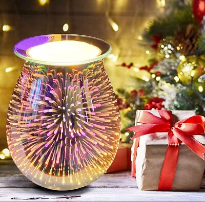 3D Electric Glass Scented Candle Wax Warmer Melter Smokeless Fireworks Lamp $23.00