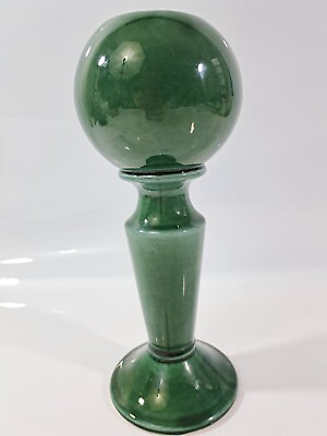 Vintage USA Pottery Forest Green Glaze Torch Goblet Vase on Stand 433 USA $36.00