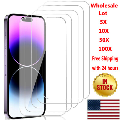 Wholesale Lot 100X iPhone 15 Pro Max 14 13 12 11 Tempered Glass Screen Protector $60.99