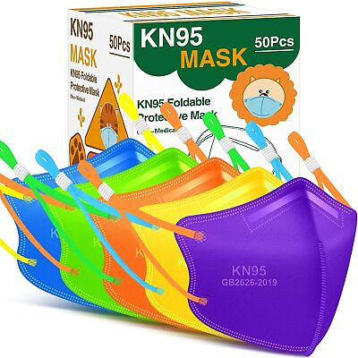 #ad Kids Masks for Children50Pack 5 Layer Multicolored Disposable for Boys Girls $48.49