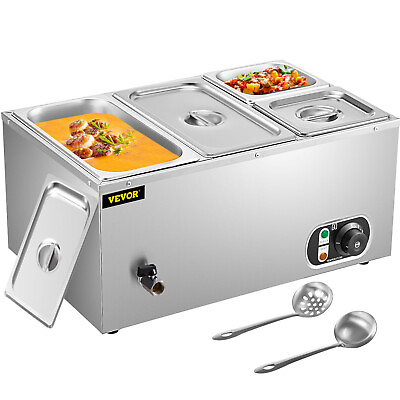 VEVOR Commercial Food Warmer Bain Marie Steam Table Countertop 4 Pan Station $121.99