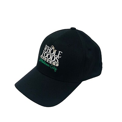 Whole Foods Market Logo Black Hat Cap Employee Uniform Stretch Fit OKC Branch H6 $10.99