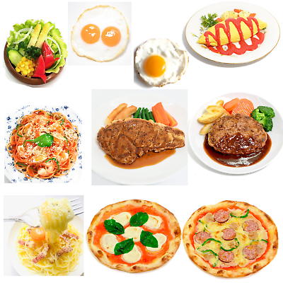 #ad Plastic Food Sample Fake Food Various Fried Egg Pasta Pizza Salad Omelette etc $118.00