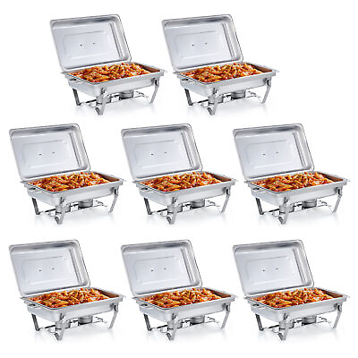 #ad High Quality 8 Piece Chafing Dish Set Stainless Steel Chafer Food Warmer Kit $194.09