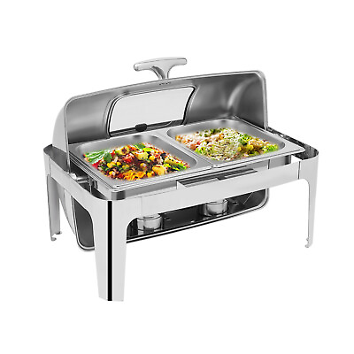 14.26QT Stainless Steel Chafer Buffet Chafing Dish Kit Roll Top Food Warmer SALE $140.60