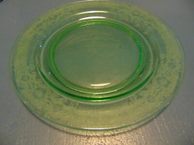 #ad Fostoria Vesper Green Depression Glass Lunch Salad Plate s Vaseline $12.99