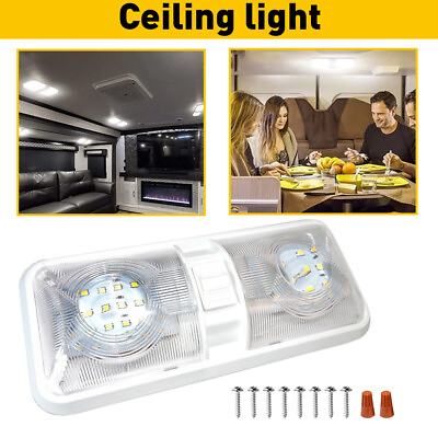 #ad Universal LED Car Vehicle Interior DOUBLE Light Dome Roof Ceiling Lamp White 12V $13.99