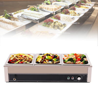 3 Pan 1500W Commercial Electric Food Warmer Buffet Steam Table for Snack Bars $159.00