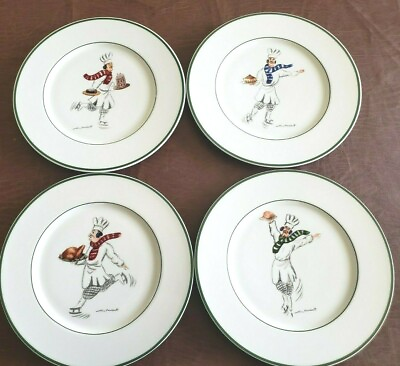 Guy Buffet Skating Chefs 4 Salad Plates Jean Jacque Phillipe Pierre Germany $40.00