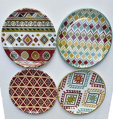 #ad 4 Southwestern Design Salad Plates By Mudhut New W o box Melamine Plates Set 4 $44.00