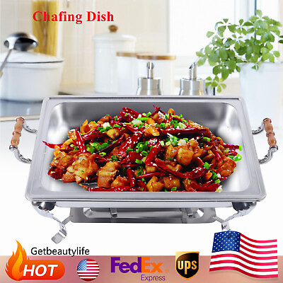 #ad 4 Pack Catering Stainless Steel Chafer Dish Chafing Sets 8 QT Full Size Buffet $74.11