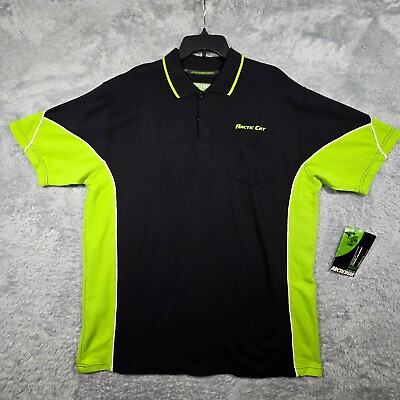 #ad #ad Artic Cat Polo Shirt Black XXL Black Green Articwear Pocket Short Sleeve NWT $29.99