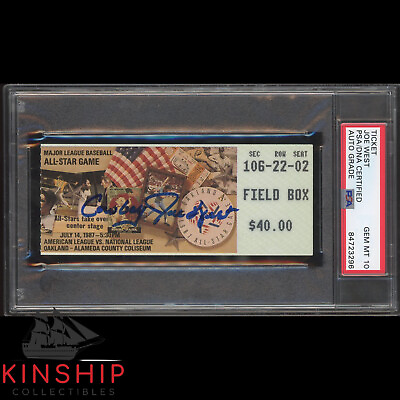 #ad Joe West signed 1987 All Star Game Ticket PSA DNA Slabbed HOF 1st ASG Auto C1214 $499.00