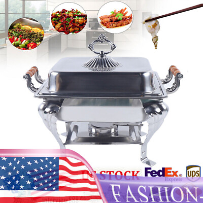 #ad Stainless Steel Chafing Dish Buffet Set Rectangle Buffet Warmer Chafer Set Party $52.87