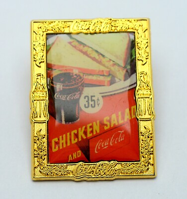 #ad COCA COLA PIN TRADING 2003 COCA COLA SIGN CHICKEN SALAD MENU PIN BADGE $16.99