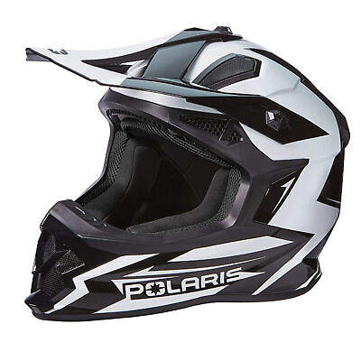 #ad Polaris Tenacity 4.0 Snowmobile Helmet DOT ECE Ventilated Padded White Black $106.95