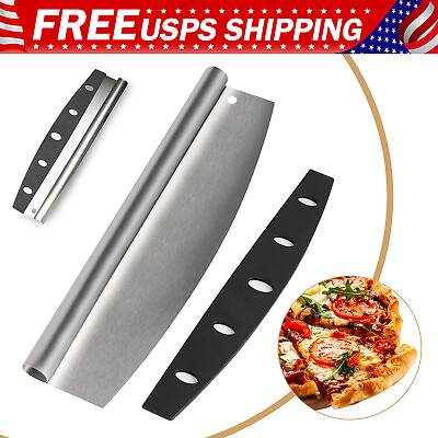 #ad #ad 14quot;Professional Stainless Steel Food Pizza Cutter Rocker Ultra Sharp Pizza Knife $8.99