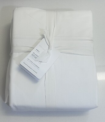 #ad POTTERY BARN CLASSIC 400 TC PERCALE Full SHEET SET IN WHITE NEW $59.00