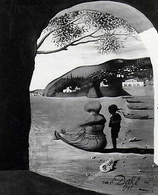 #ad Mysterious Mouth Appearing by Salvador Dali art painting print $10.99
