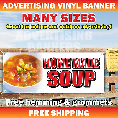 #ad #ad HOME MADE SOUP Advertising Banner Vinyl Mesh Sign buffet bar food hot dinner $219.95