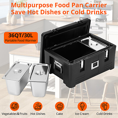 #ad Top Load Insulated Food Pan Carrier 36 Qt Capacity Food Warmer with 3 Steel Pans $152.87