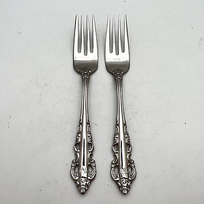 #ad Wallace Stainless Salad Fork Antique Baroque 18 8 Glossy Flatware Silverware 2Pc $49.35