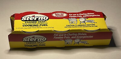 STERNO Canned Heat Gel Cooking Fuel 3 Pack 2 5 8oz cans $12.00