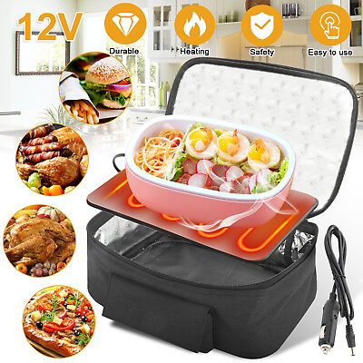 12V Car Portable Food Heating Lunch Box Electric Heater Warming Bag For Travel $22.98