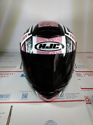 #ad #ad HJC Helmet CS R1 Daggar Pink 🩷 White amp; Black Size Large Full face Helmet $79.99