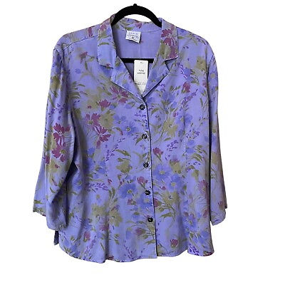 #ad CLICK Tencel Silk Moon Hawaii XL Button Down Shirt Floral Top by Color Me Cotton $32.00