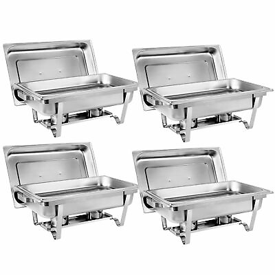 #ad #ad 4 Packs Chafing Dish 8 Quart Stainless Steel Rectangular Chafer Full Size Buffet $110.58