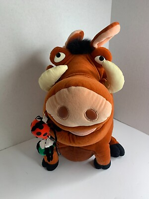 #ad Disney Lion King Plush Pumba Bugs Hanging Mouth Large Stuffed Toy 17 in Jumbo $19.25