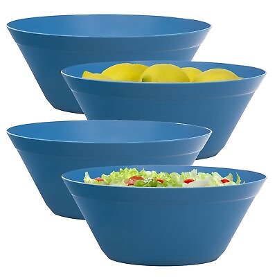 #ad Newport Blue Plastic Salad and Serving 10 inch Bowls Set of 4 Reusable B... $24.99